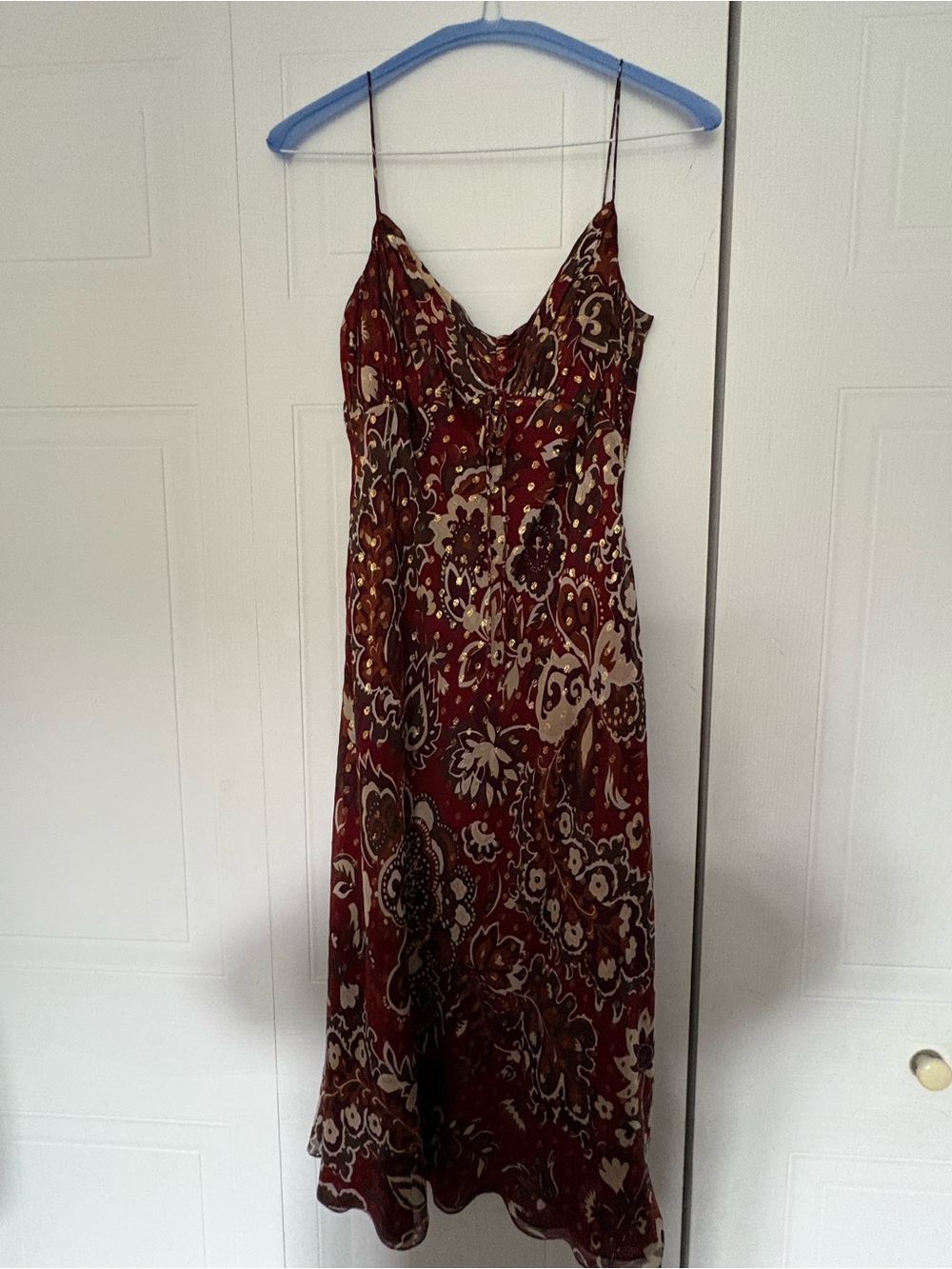 Ann Taylor Burgundy Paisley Midi Slip Dress